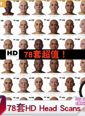 78套HD Head Scans 扫描头像高模+全套16k贴图 3DScan store