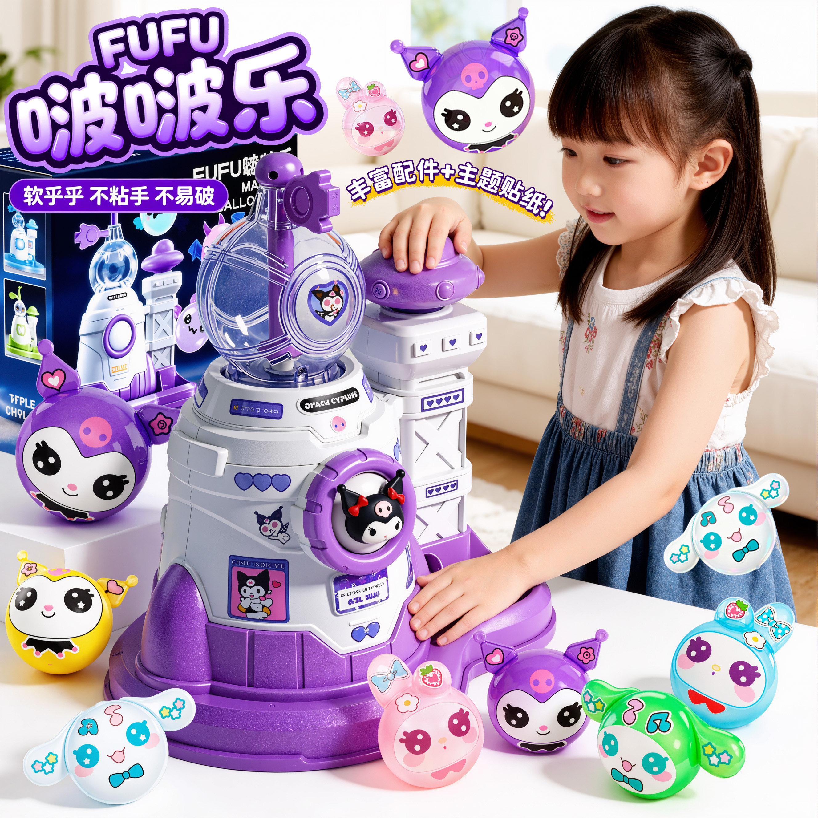 魔法气球波波乐充气机粘粘球儿童女孩手工diy材料包黏黏乐玩具6-8,玩具/童车/益智/积木/模型,其他手工制作,淘宝优惠券,粉丝福利购,淘宝优惠卷