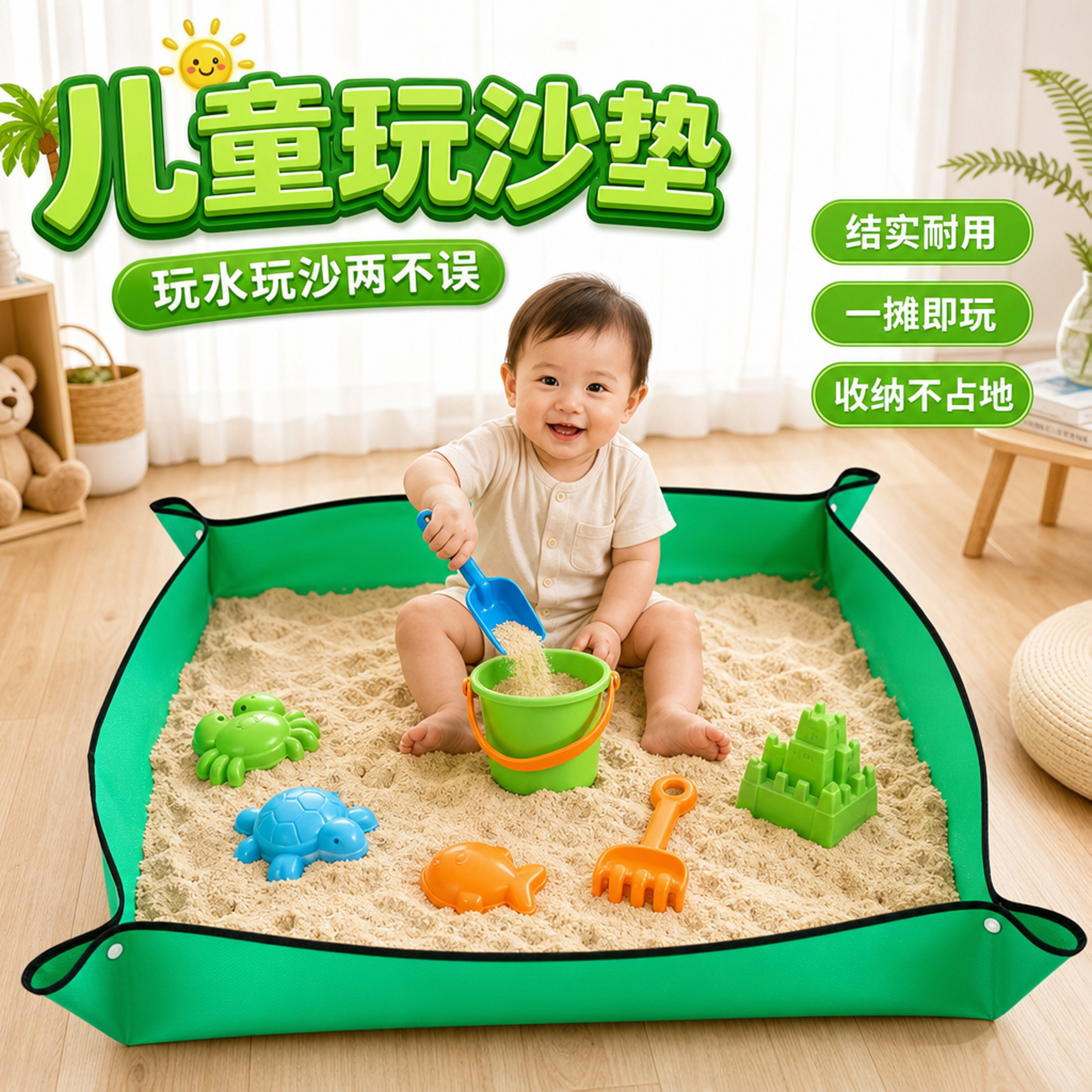 宝宝室内地垫儿童玩沙戏水可擦洗便携式地垫玩具垫子加大防洒防漏