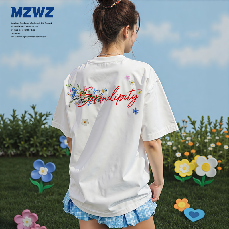 mzwz字母男国潮短袖T恤女潮牌情侣装半袖官方旗舰店印花学生09