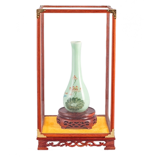 红木摆件玻璃罩子包角定制佛像工艺品花瓶防尘展示盒文玩花梨宝笼