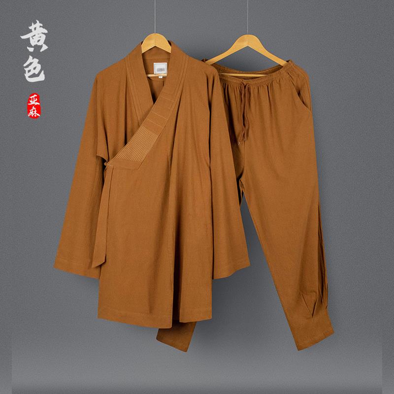 新式四季僧服罗汉褂套装亚麻棉春夏薄款小褂透气男女僧人和尚衣免