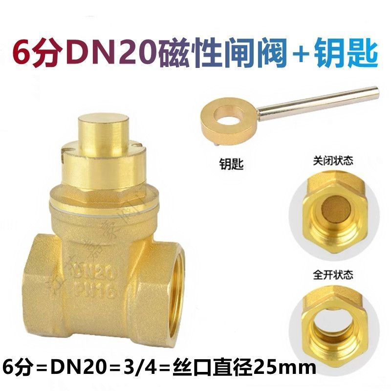 磁性加密闸阀 水表前防盗带锁阀门自来水管开关阀4分6V分1寸DN15
