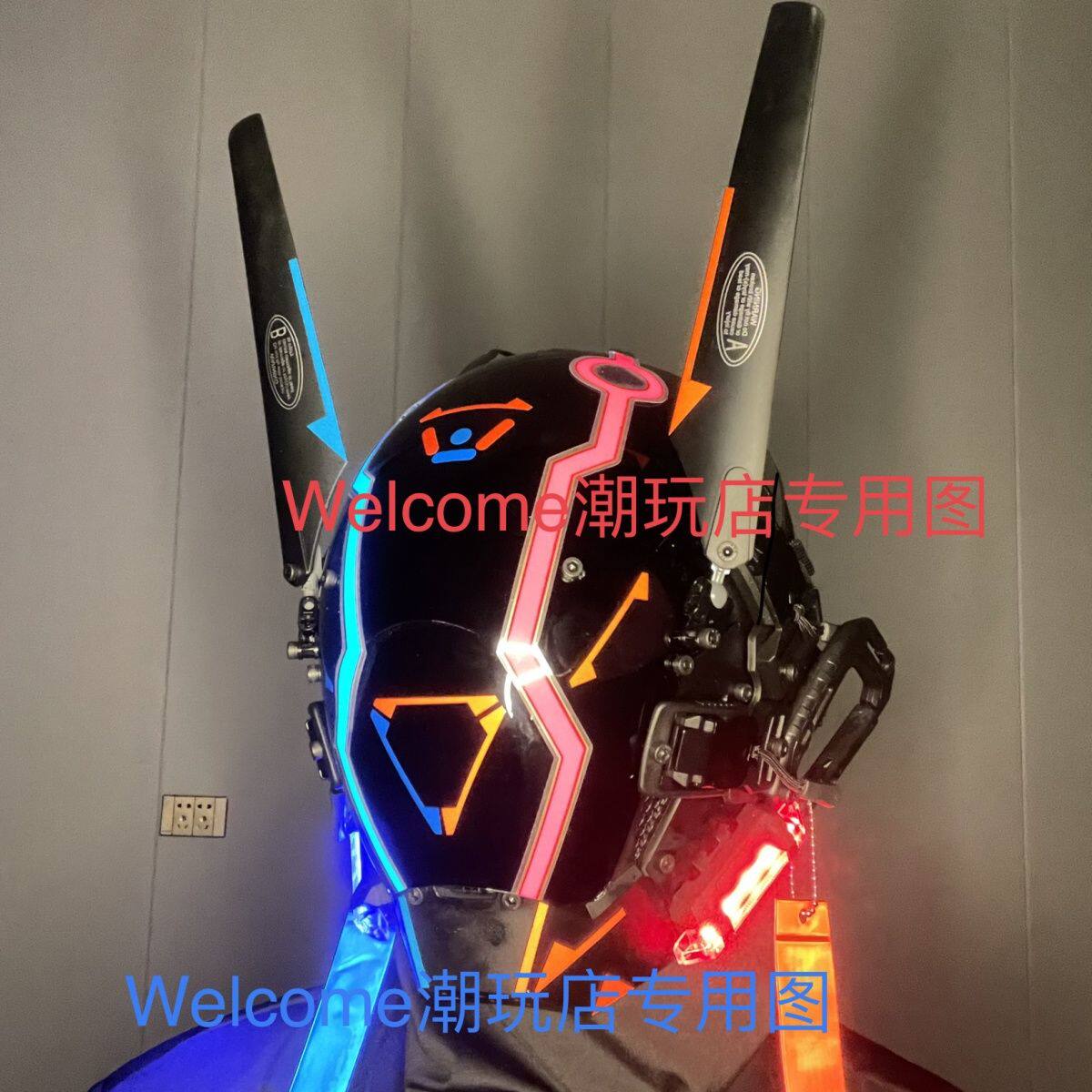 赛博朋克LED面具发光款 cos音乐节漫展角色扮全脸演面罩道具