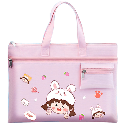 智购帆布卡通文件袋手提双层防水