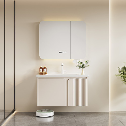 【送安装】小户型橡木奶油浴室柜