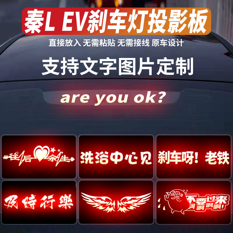 适用比亚迪秦L EV高位刹车灯投影板25款海豹06DMI装饰用品尾灯贴