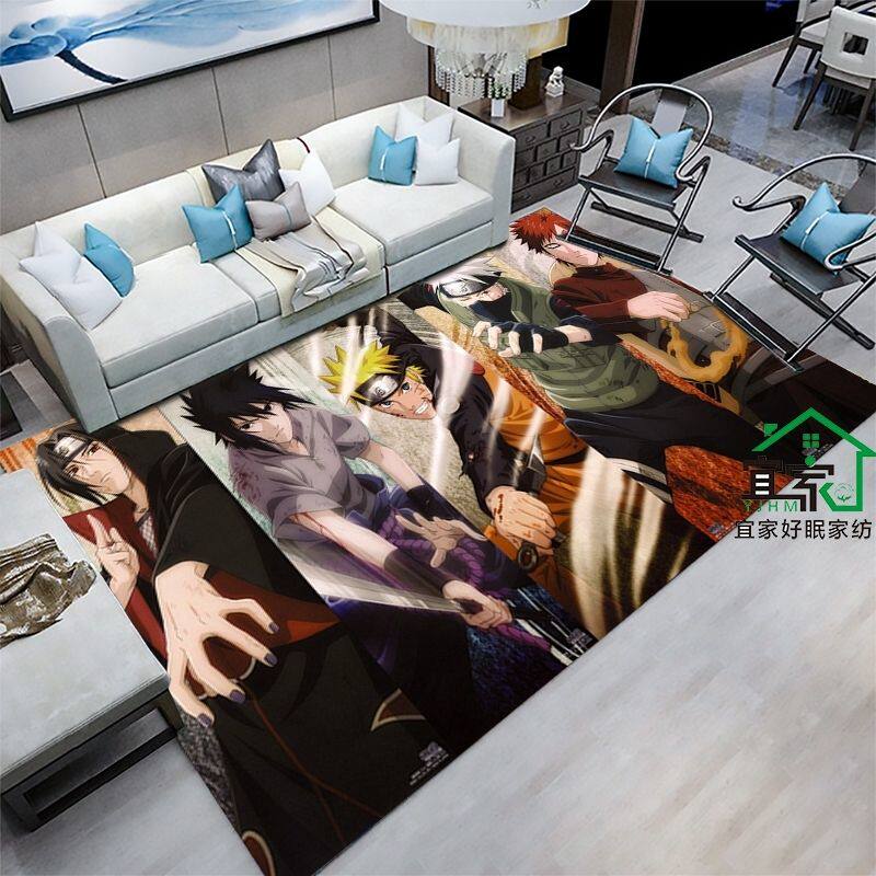 2024新品火影忍者客厅脚垫动漫鸣人佐助玄关地毯长方形卡通卧室周