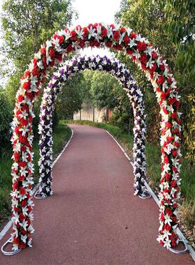 欧式全花拱真丝花门心形彷真丝花拱婚纱房装修开场场景布置