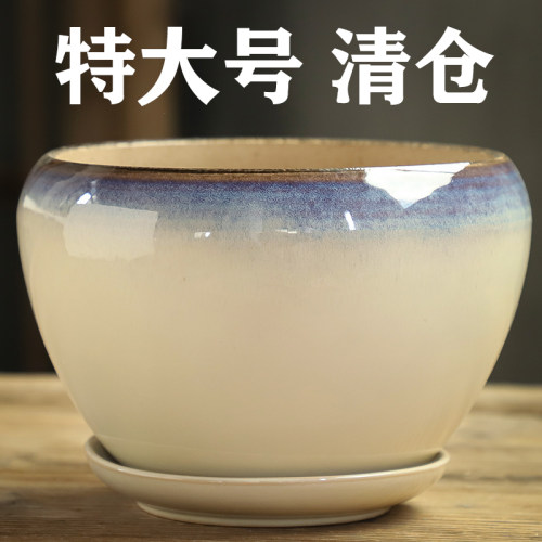 苹果清仓吊兰带托盘大小花盆陶瓷