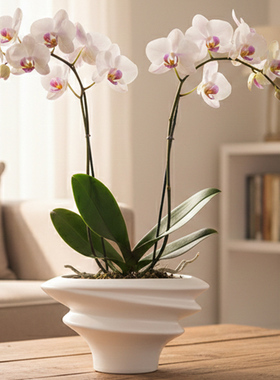 白色蝴蝶兰花盆轻奢高级感家用陶瓷拼组花盆高端兰花专用花盆包邮