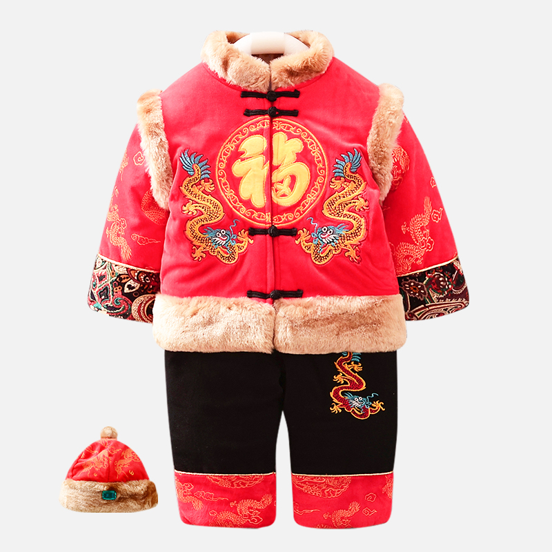 宝宝中国风唐装拜年服男童冬款
