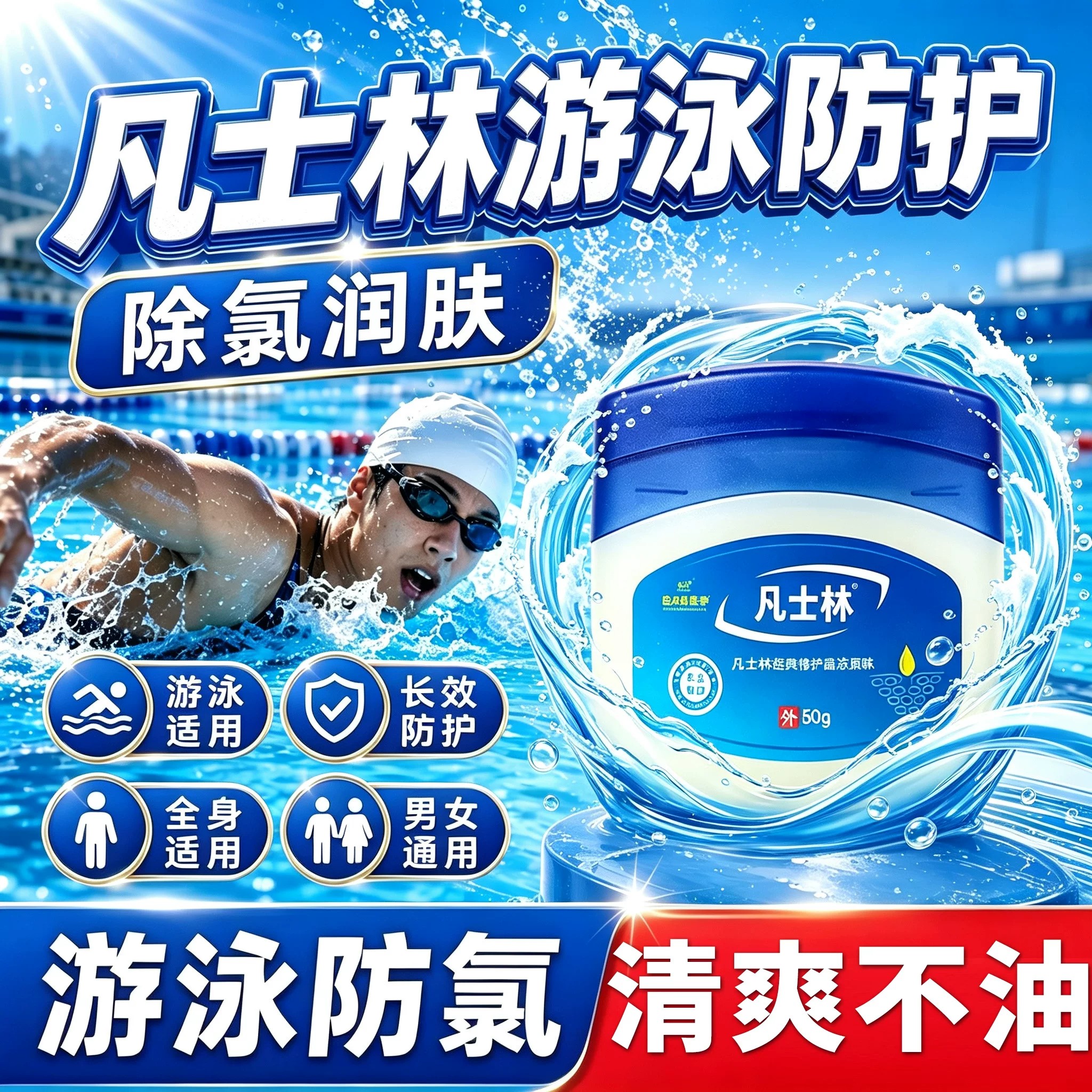 医用凡士林游泳防护鼻腔私处皮肤保护泳前隔离防水防过敏防氯7pb图片