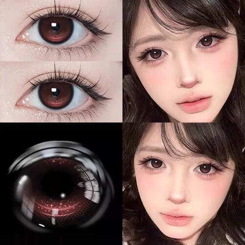 买1送1】憨憨黑色美瞳半年抛大直径少女自然纯欲无锁边隐形眼镜PD