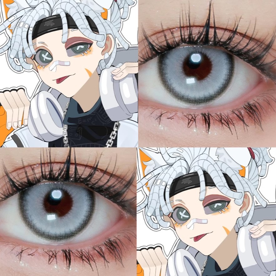 卢卡cos美瞳半年抛第五人格大直径灰色显色隐形眼镜暗夜银湖显ZC