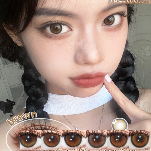 Olens自然琥珀大直径美瞳李圣经款小鹿琉璃黑棕灰学生半年隐形tu