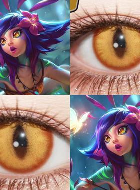 妮蔻cos美瞳金黄色竖瞳英雄联盟金铲铲幻色金棕金龙曜日万圣节JA