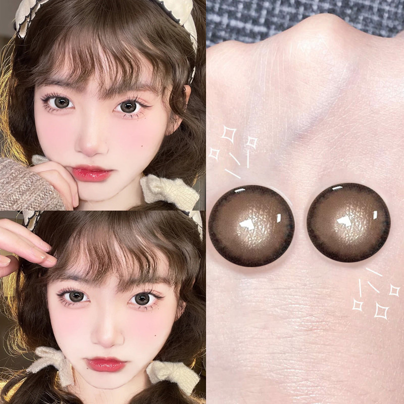 2025新款棕色美瞳混血半年抛大直径COS三明治近视隐形眼镜AXO