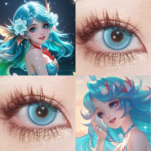 朵莉亚同款cos美瞳日抛yukicon蓝色水母混血带度数隐形眼镜正品gt