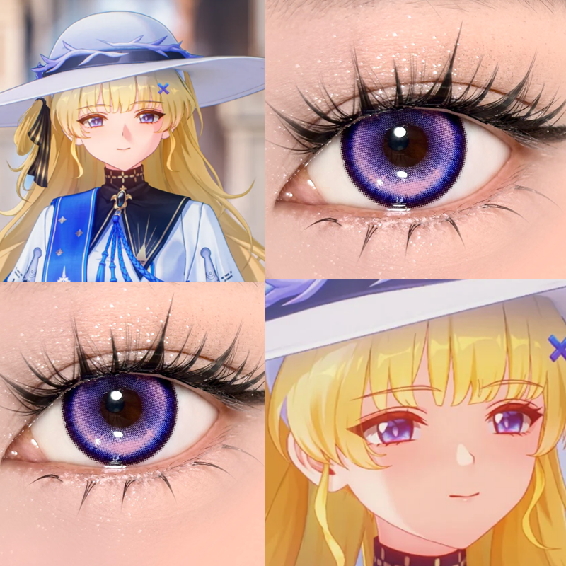 菲比COS美瞳日抛鸣潮出道日晚霞烟紫法兰西施归虚梦演显色紫色JA