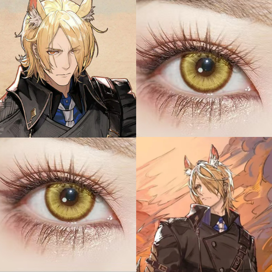 玛恩纳cos美瞳日抛金色明日方舟时空金星辰泪金棕金色闪光辉qb