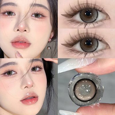 海昌润眼液+美瞳半年抛大直径高颜值自然彩色隐形眼镜一年抛女1JM