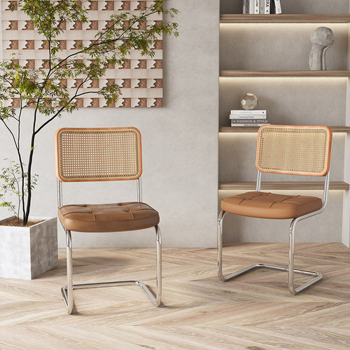 北欧风中古椅餐椅藤编侘寂风