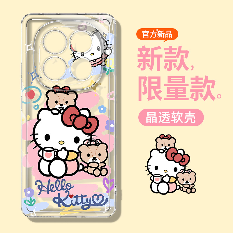 KT新款适用红米note14手机壳高级感女14pro+三丽鸥凯蒂猫14proplus可爱卡通redmi透明软壳5G外壳保护套后盖