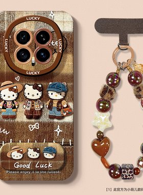 新款适用于荣耀magic8pro手机壳女MAGIC7可爱卡通6至臻版5PRO凯蒂猫4/3镜子支架带挂绳honorGT外壳保护套后盖