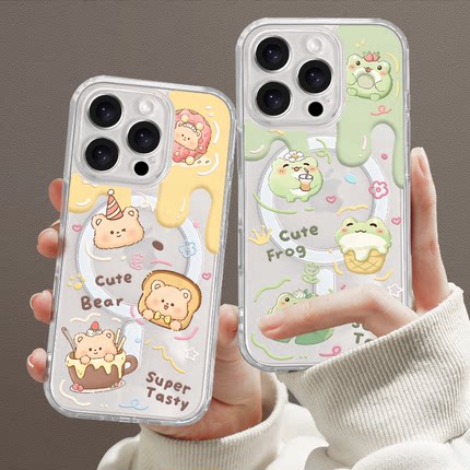 适用苹果16手机壳高级感女生ip15promax透明磁吸iphone13pro猫和老鼠14plus卡通可爱12por散热保护套软壳硅胶