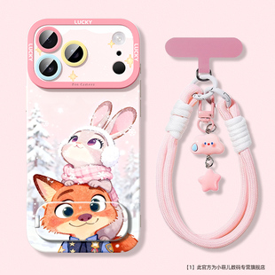 新款适用苹果17promax手机壳女生iphone16软14plu疯狂动物城ip15pm支架13/12mini挂绳16e尼克11朱迪7/8保护套