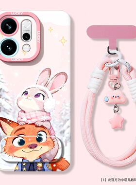 适用opporeno15pro手机壳新款女14/13pro镜子支架挂绳12por卡通RENO11全包10/9疯狂动物城8/7SE保护套OPPO