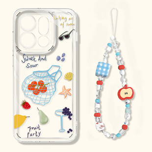 适用于oppofindx9手机壳全包防摔X8s+可爱卡通x7ultra带挂绳手链x6超薄透明软壳x5PRO外壳保护套OPPO硅胶后盖