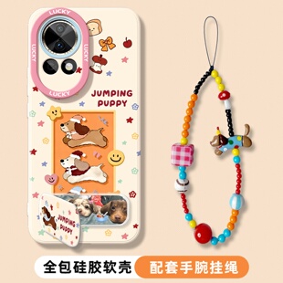 适用于华为Nova13手机壳新款女15ultra高级感14活力版专用nova12卡通11se带镜子支架10/9腊肠狗8保护套7硅胶