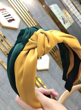 百搭布艺打结发箍明星同款韩版发饰新款纯色简约宽边压发洗脸头箍