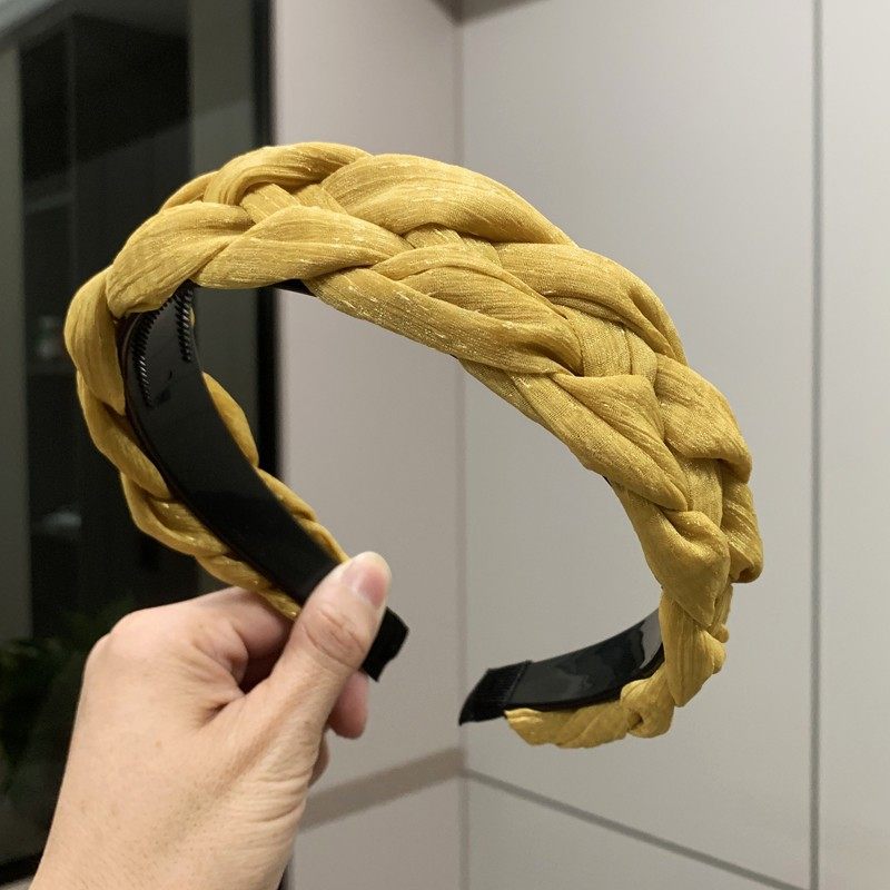 亮丝纱麻花辫带齿发箍发窟网红新款防滑压发气质纯色头箍韩版发饰