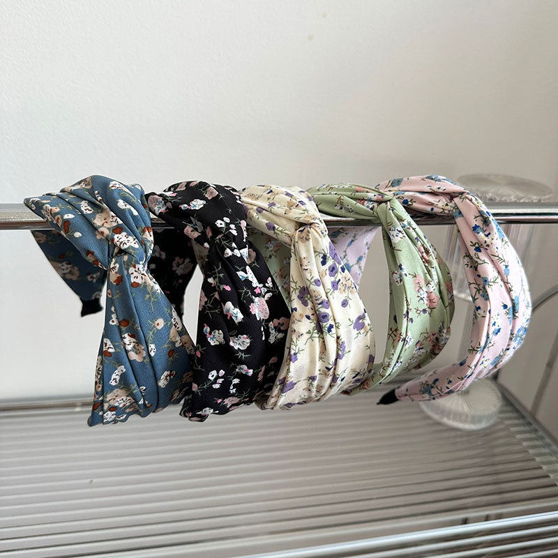 小碎花布艺交叉发箍韩版时尚新品发饰头箍宽边女士打结发捆百搭款