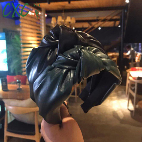 头箍发饰韩国简约pu皮打结防水