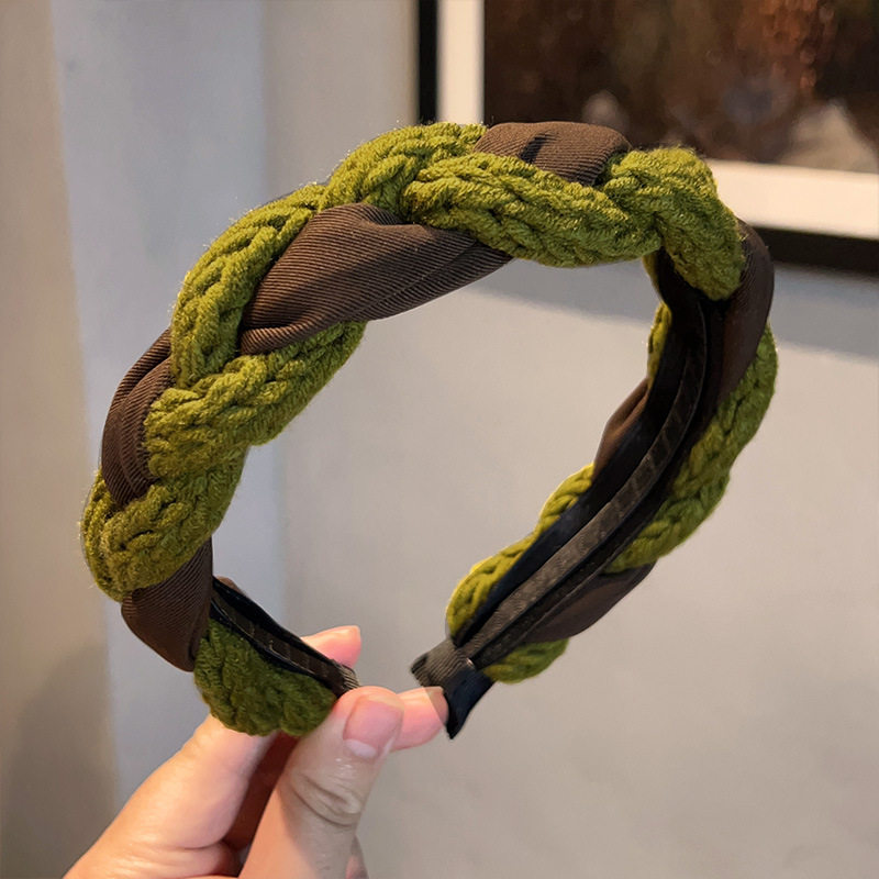 毛线麻花辨子发箍女简约复古甜美宽边发卡压发头箍百搭韩国发饰品