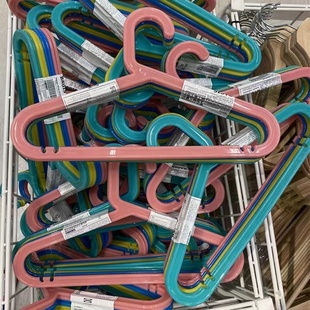 IKEA/宜家巴吉思儿童凉衣架婴儿宝宝衣挂防滑塑料衣撑新款彩色8件