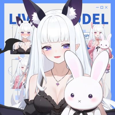 live2d虚拟主播成品黑白双生小恶魔皮套直播虚拟形象设计虚拟主播