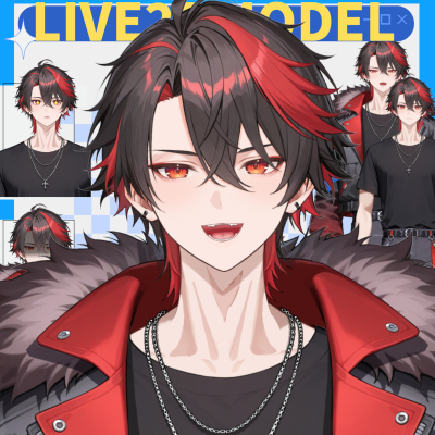 live2d虚拟主播成品公皮男摇滚少年皮套抖音直播虚拟形象设计主播