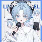 live2d虚拟主播成品水蓝色小男孩男皮套直播虚拟形象设计虚拟主播