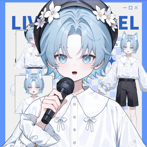 虚拟主播公皮水蓝色男孩抖音直播