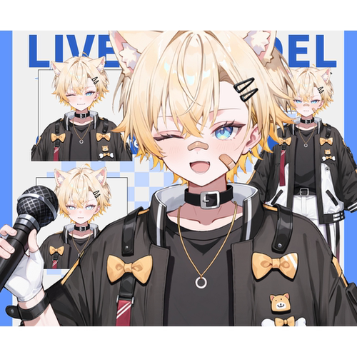 live2d虚拟主播成品橙汁小猫偶像男皮套直播虚拟形象设计虚拟主播