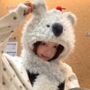 GN卡通可爱考拉毛绒帽子围巾一体女冬季 保暖加厚大头围护耳雷锋帽