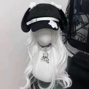 GN原创可爱水色骨头小狗耳朵帽亚文化贝雷帽可爱y2k个性 八角帽