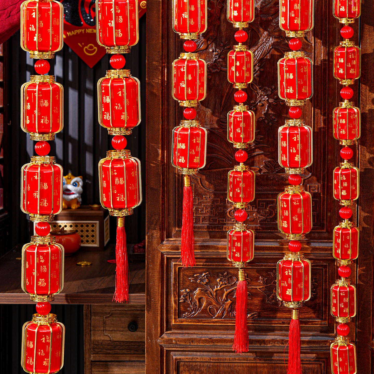 新款2026马年小灯笼新年过年大红灯笼挂饰树上大门阳台户外灯笼串