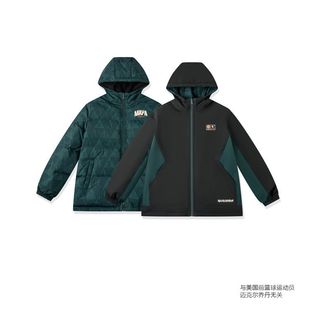 乔丹梭织羽绒服男童大童2025冬季连帽两面穿加厚保暖专业篮球外套