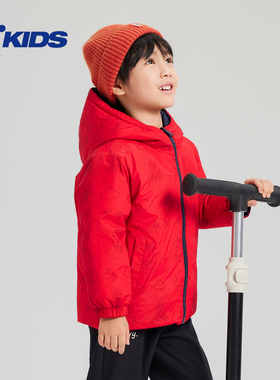 乔丹儿童新款梭织羽绒服2025冬季短款宽松生活休闲保暖小童外套男